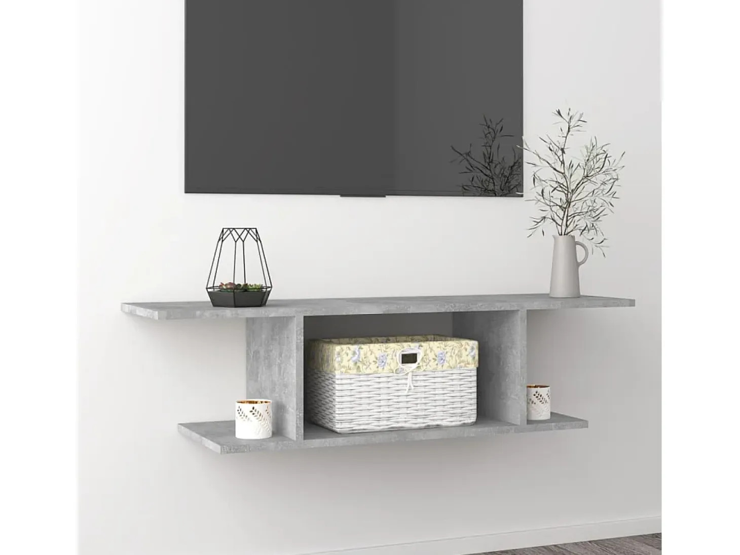 Kiandra Mueble de TV de pared gris hormigón 103x30x26,5 cm