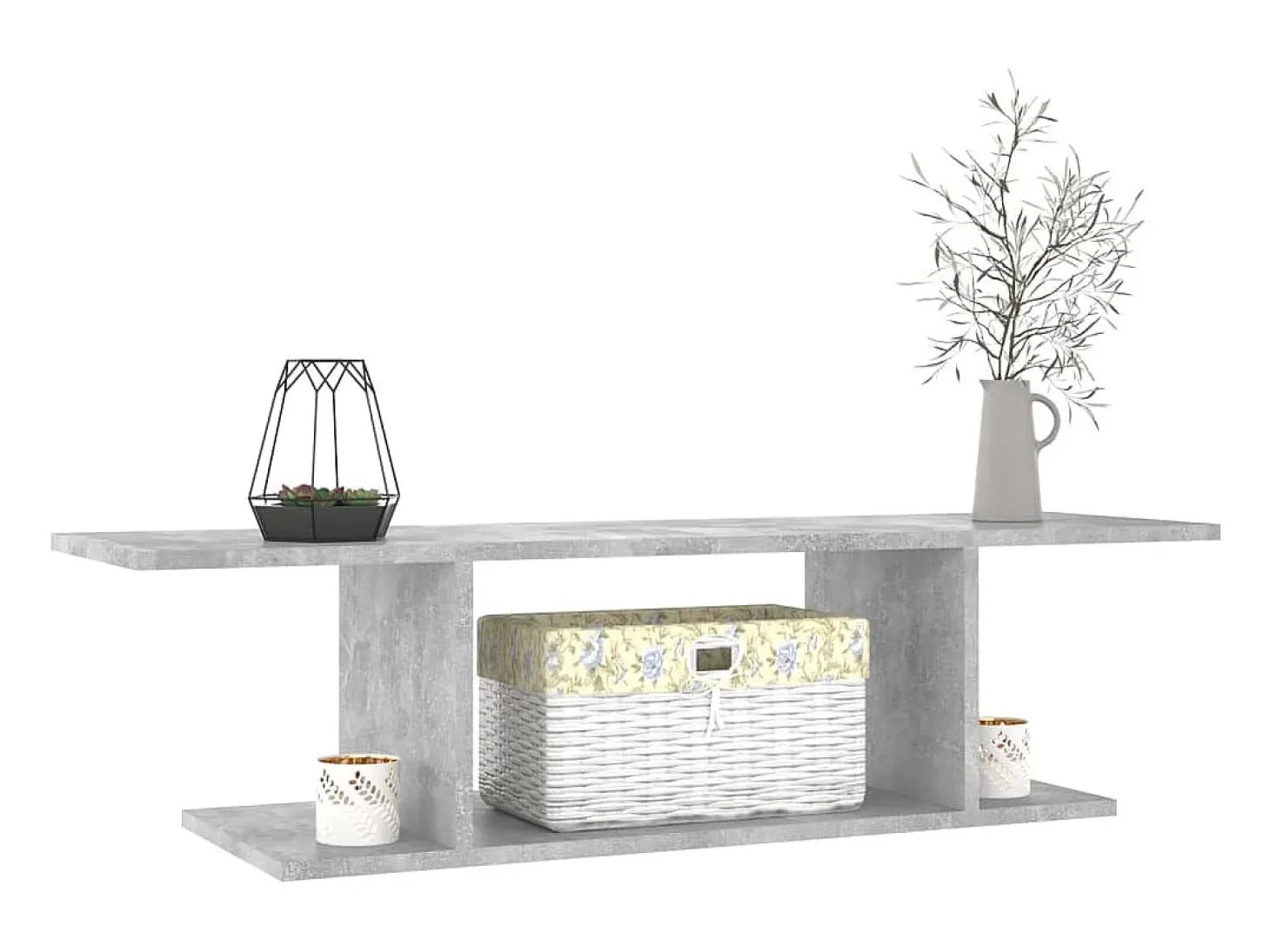 Kiandra Mueble de TV de pared gris hormigón 103x30x26,5 cm