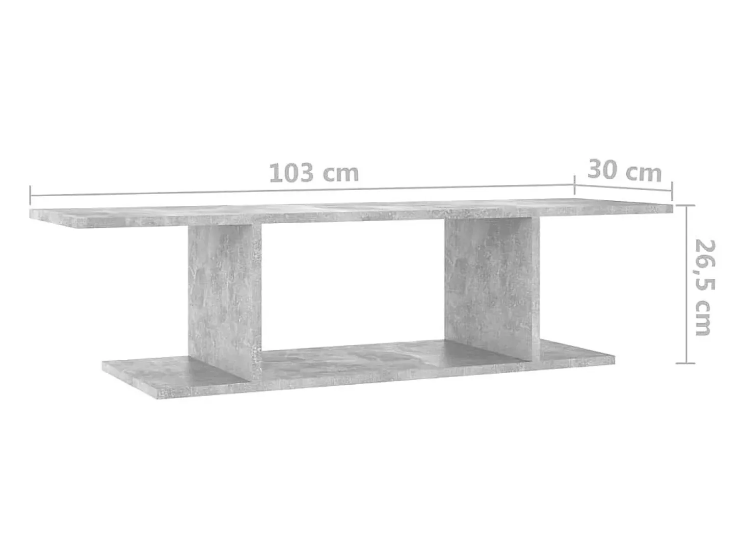 Kiandra Mueble de TV de pared gris hormigón 103x30x26,5 cm