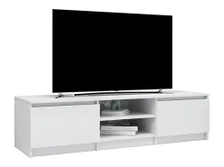 Kingman Mueble TV madera contrachapada blanco brillante 140x40x35,5cm