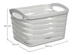 Kit 3 Cestas Medianas Rectangulares 1,5 Litros Gris 7house
