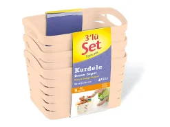 Kit 3 Cestas Medianas Rectangulares 1,5 Litros Beige 7house