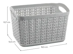 Kit 3 Cestas Rectangulares 1,5 Litros Gris 7house
