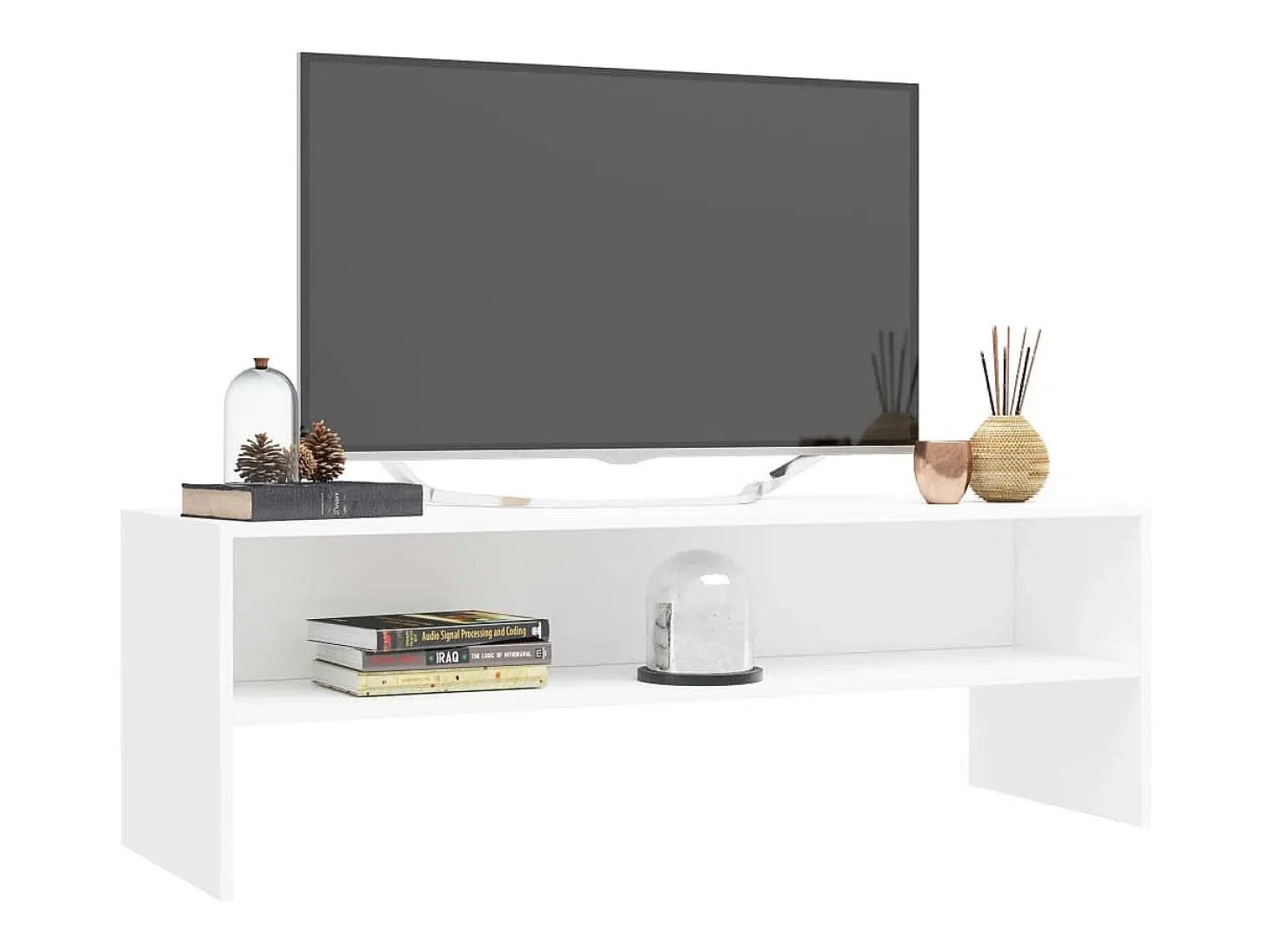 Kobe Mueble para TV madera contrachapada blanco 120x40x40 cm