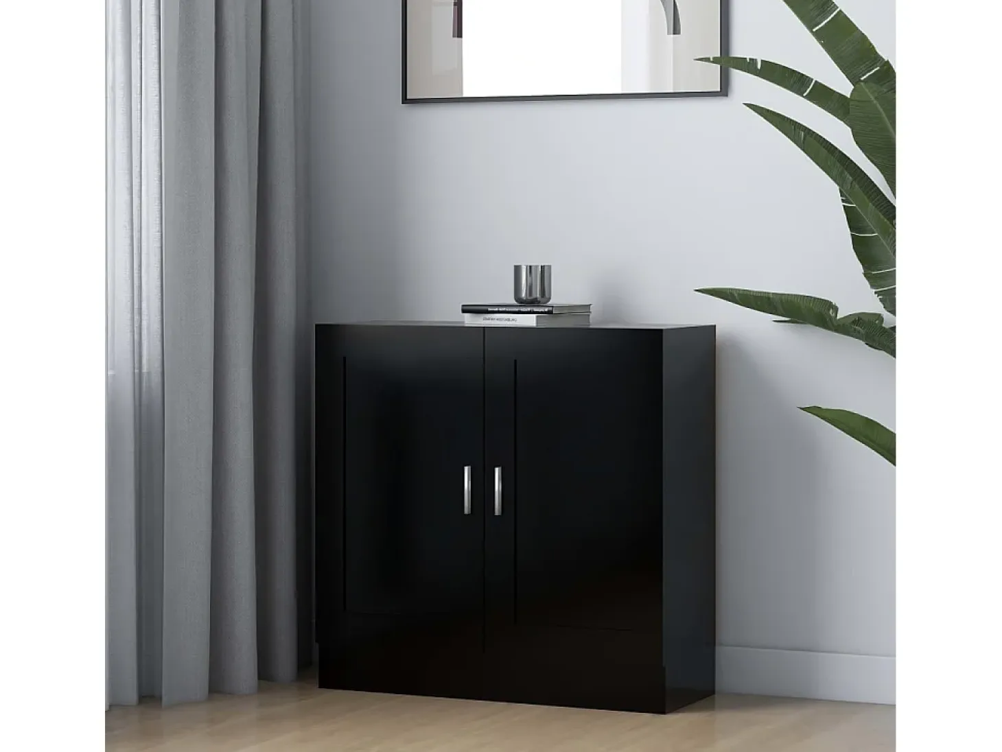 Krimpen aan den IJssel Armario de libros madera contrachapada negro 82,5x30,5x80 cm