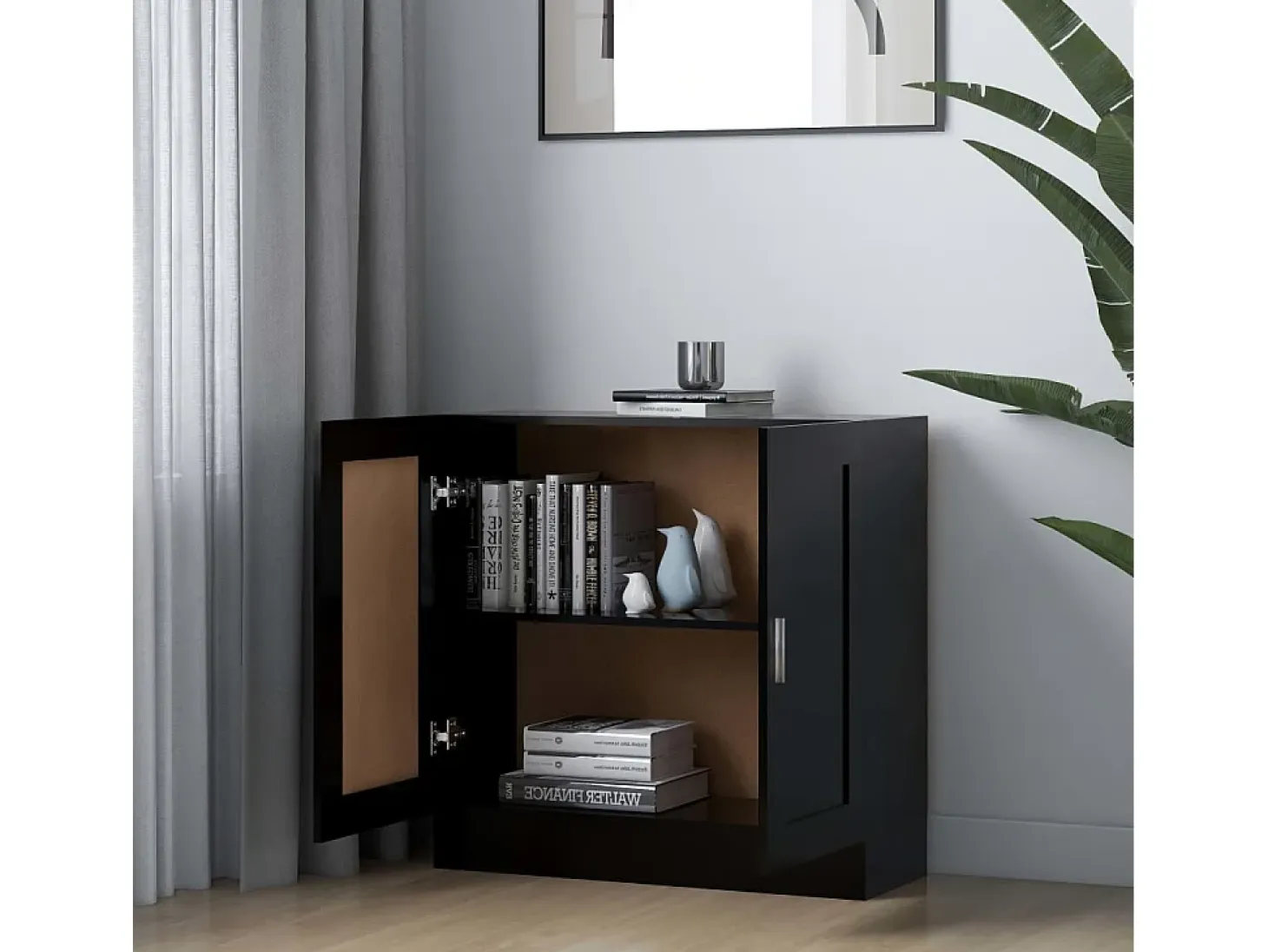 Krimpen aan den IJssel Armario de libros madera contrachapada negro 82,5x30,5x80 cm