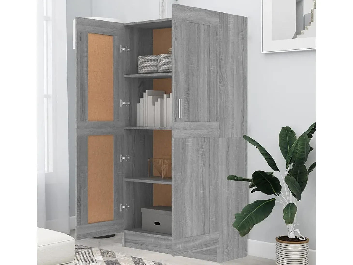 Krimpen aan den IJssel Estantería madera contrachapada gris Sonoma 82,5x30,5x150 cm