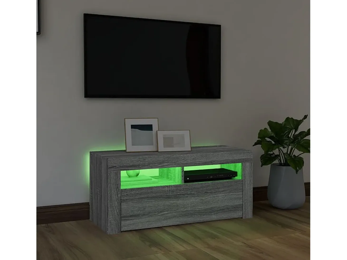 Kristineberg Mueble de TV con luces LED gris Sonoma 90x35x40 cm