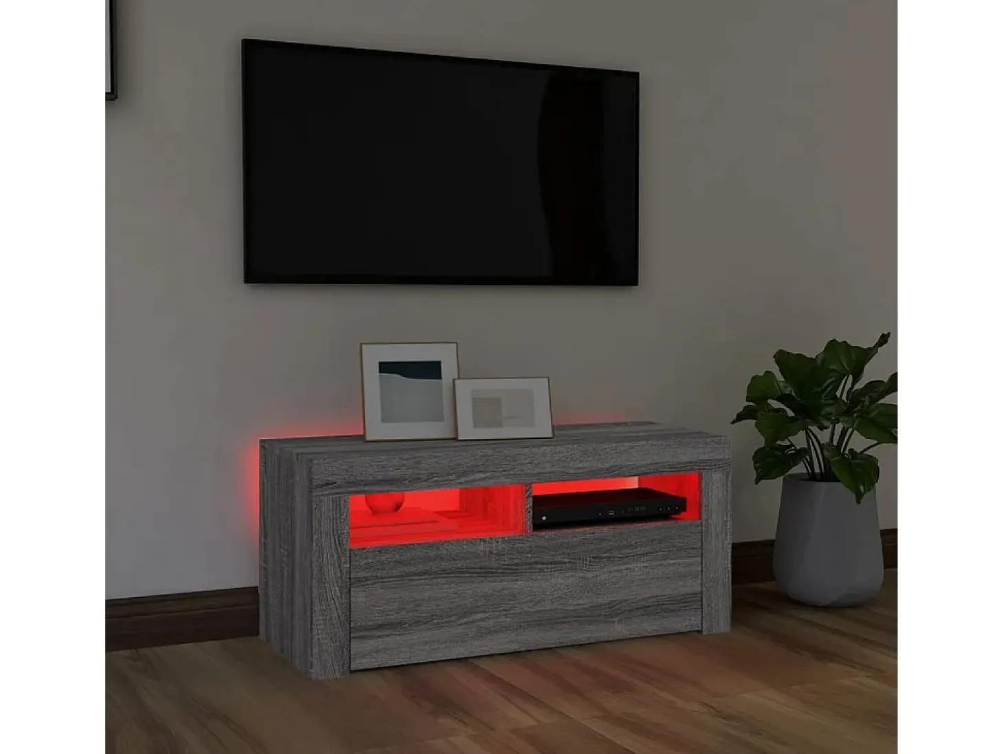 Kristineberg Mueble de TV con luces LED gris Sonoma 90x35x40 cm