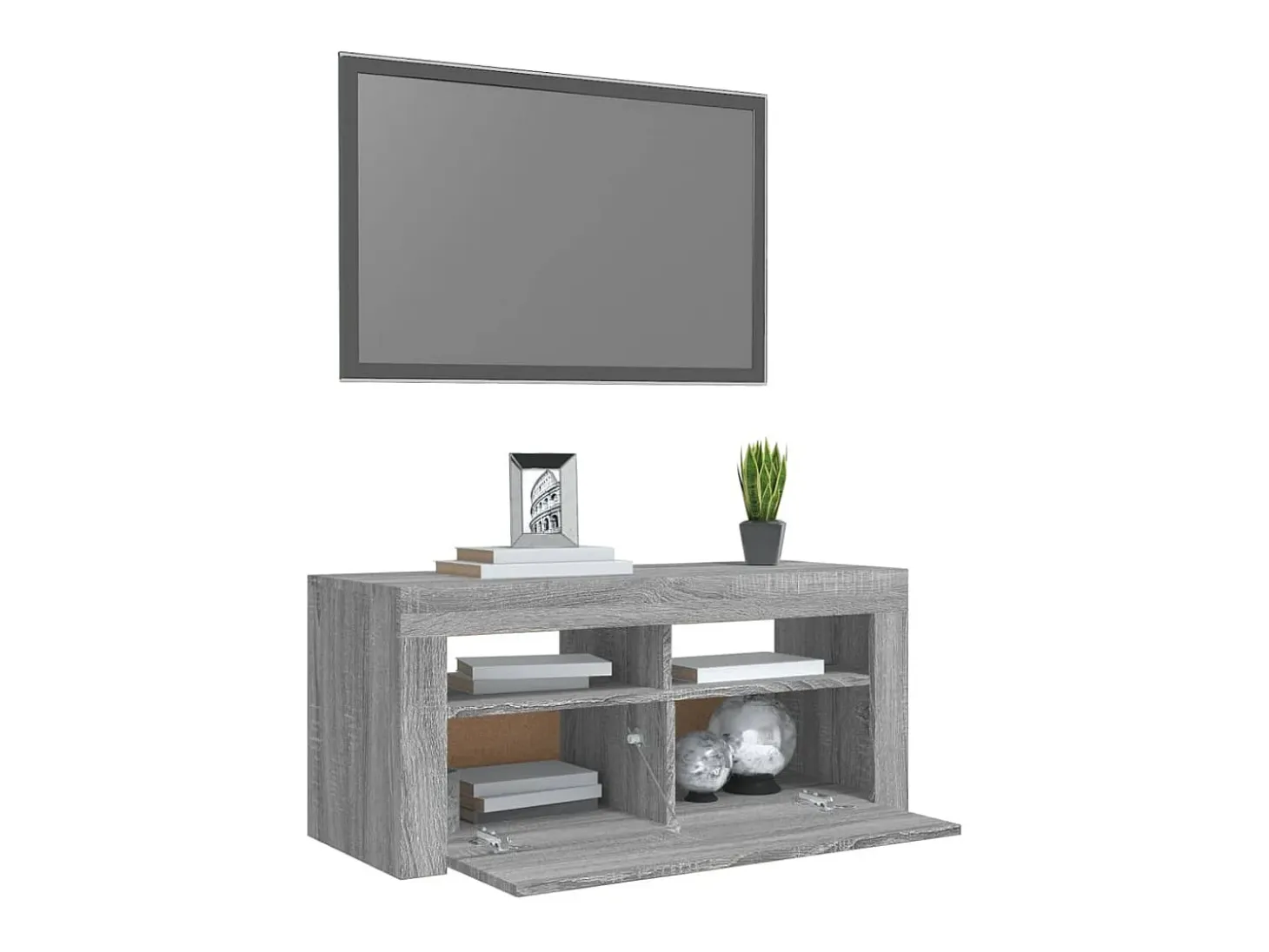 Kristineberg Mueble de TV con luces LED gris Sonoma 90x35x40 cm