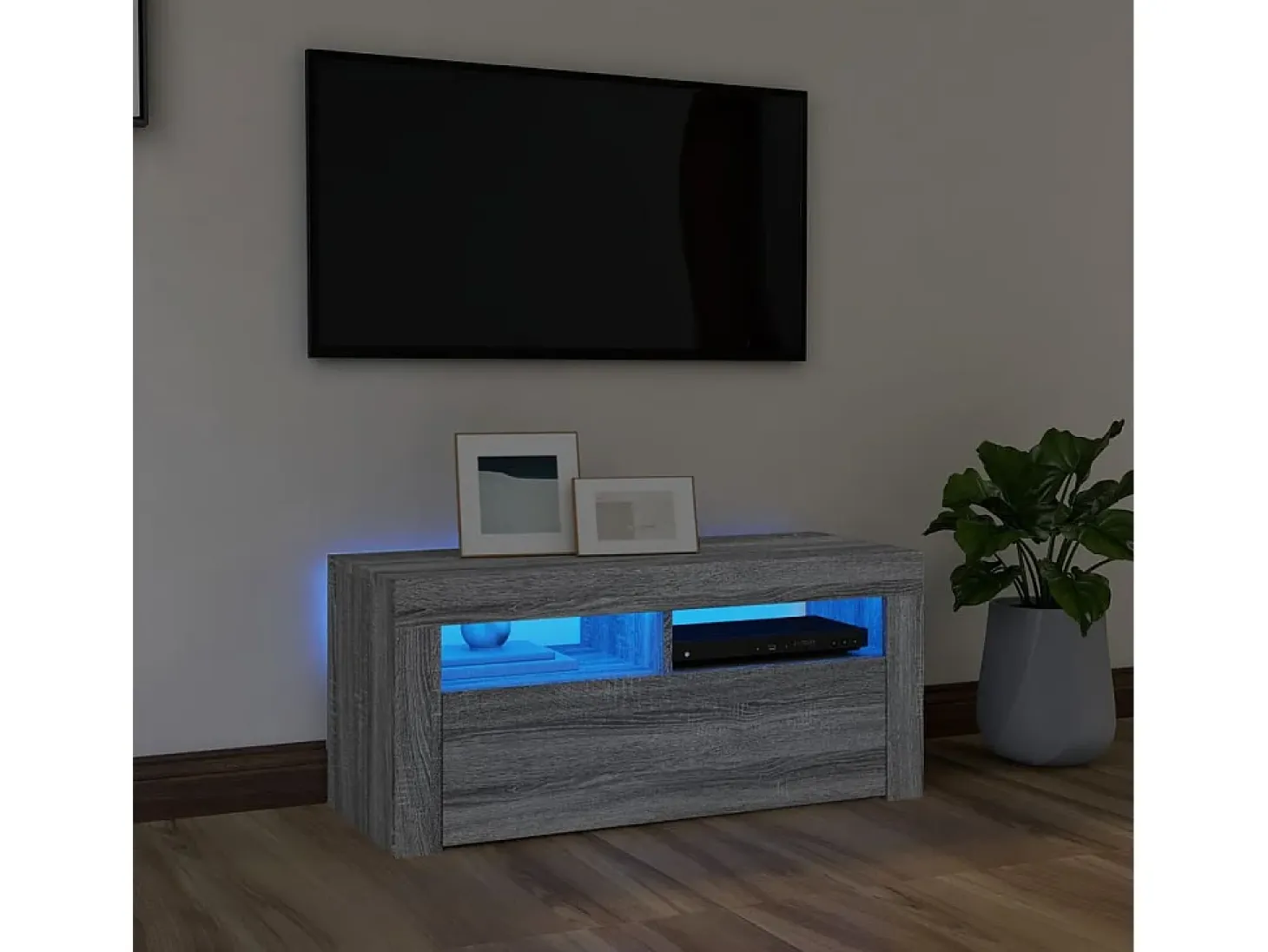 Kristineberg Mueble de TV con luces LED gris Sonoma 90x35x40 cm