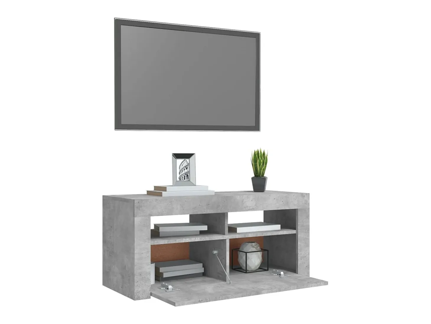 Kristineberg Mueble de TV con luces LED gris hormigón 90x35x40 cm