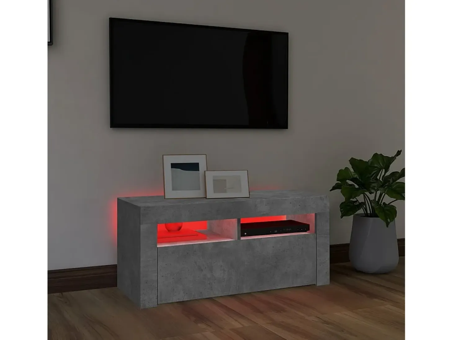 Kristineberg Mueble de TV con luces LED gris hormigón 90x35x40 cm