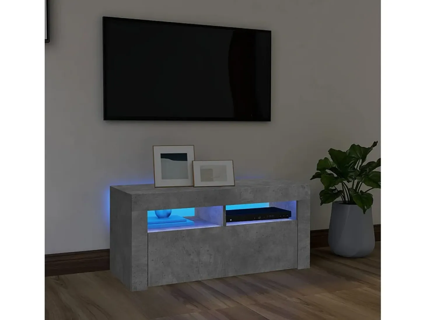 Kristineberg Mueble de TV con luces LED gris hormigón 90x35x40 cm