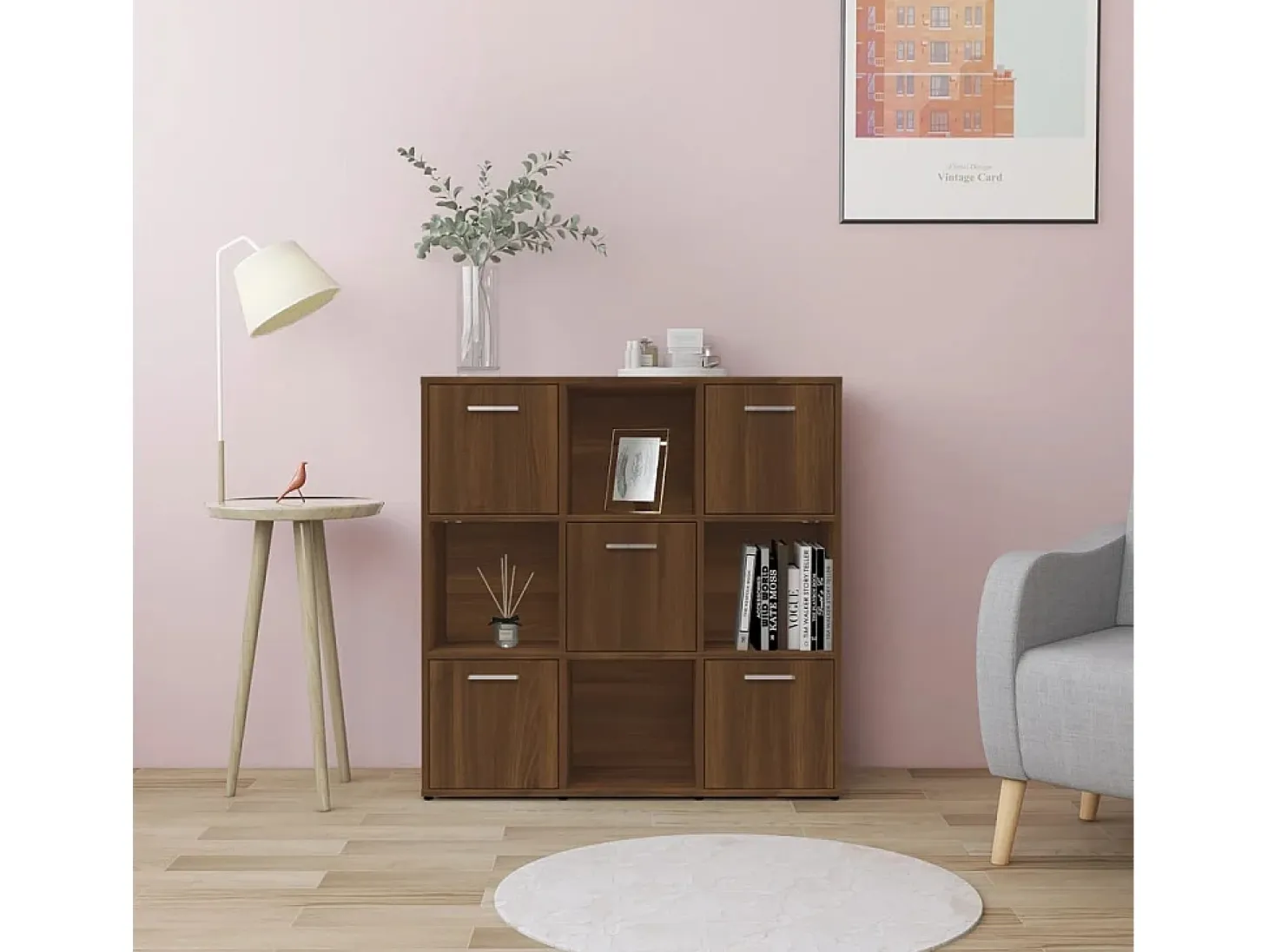Lacey Estantería madera contrachapada roble marrón 90x30x90 cm