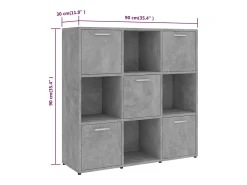 Lacey Estantería madera contrachapada gris hormigón 90x30x90 cm