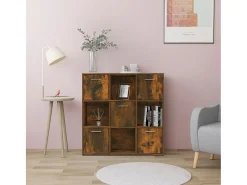 Lacey Estantería madera contrachapada color roble ahumado 90x30x90 cm