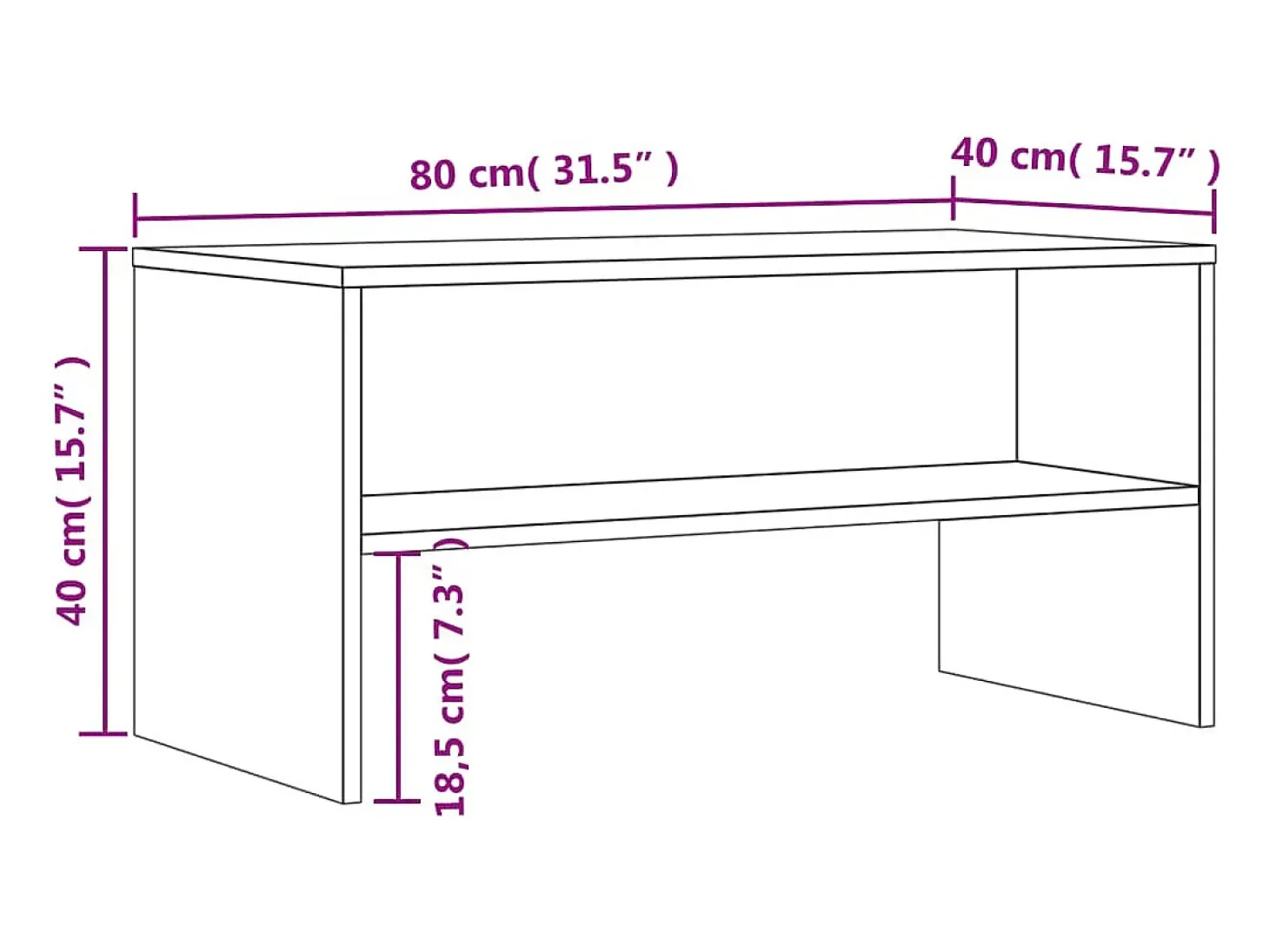 Lackland AFB Mueble de TV madera de ingeniería gris Sonoma 80x40x40 cm