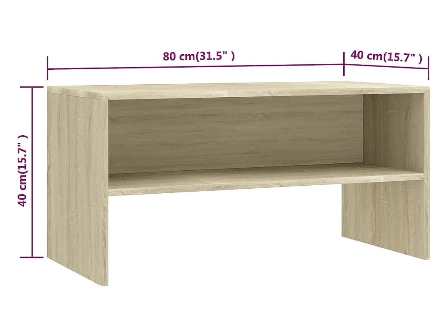 Lackland AFB Mueble de TV madera contrachapada roble Sonoma 80x40x40cm