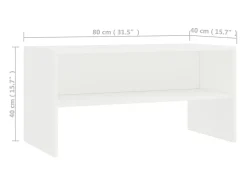 Lackland AFB Mueble para TV madera contrachapada blanco 80x40x40 cm