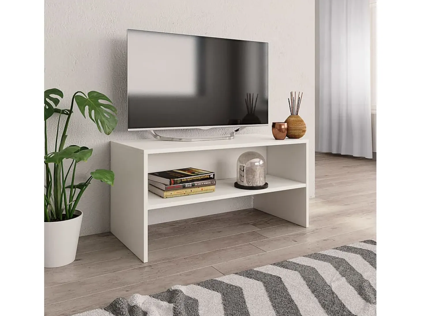 Lackland AFB Mueble para TV madera contrachapada blanco 80x40x40 cm