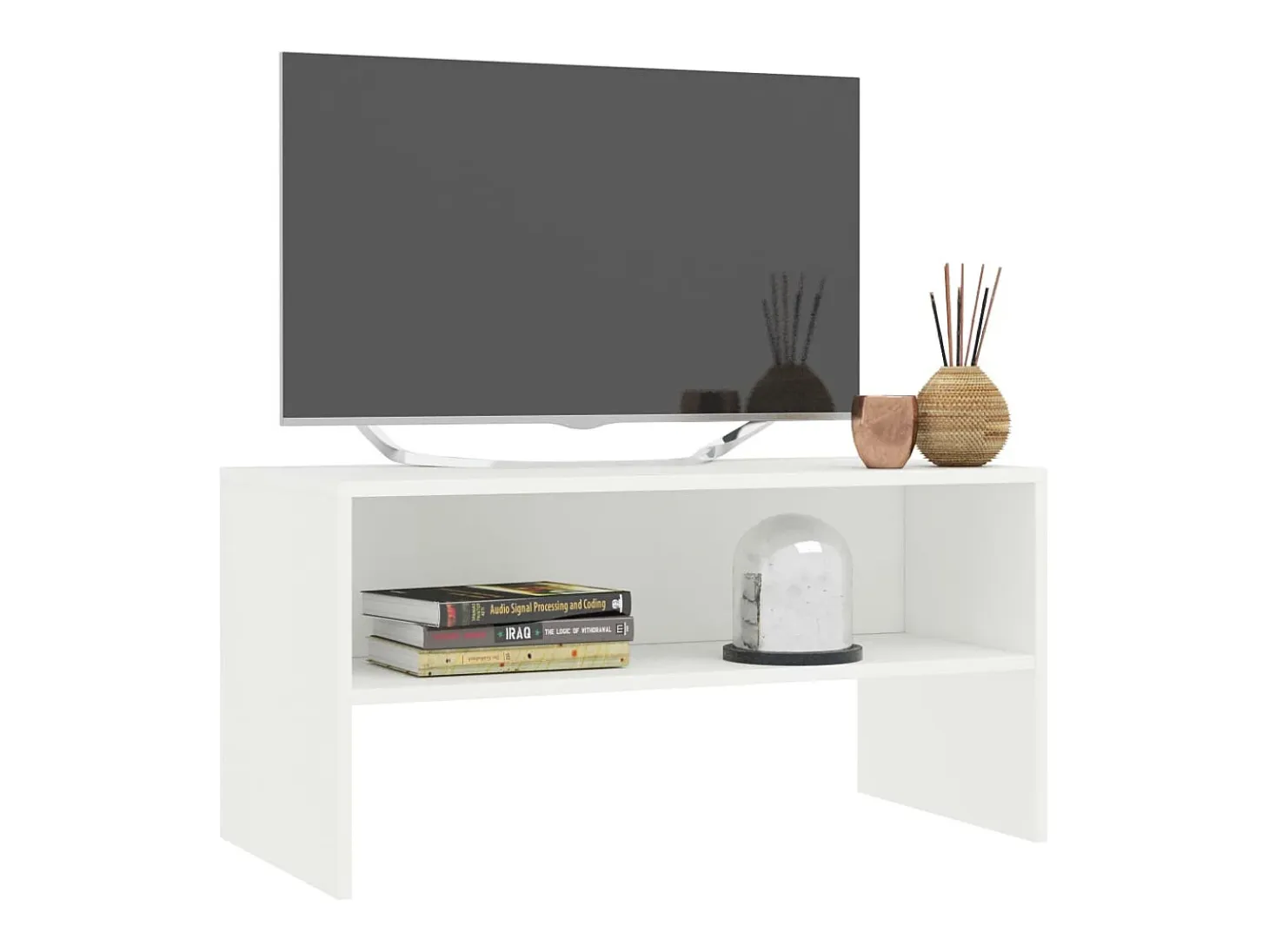 Lackland AFB Mueble para TV madera contrachapada blanco 80x40x40 cm
