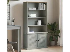 Larindor Librería VIGO madera maciza de pino gris 85x35x170 cm