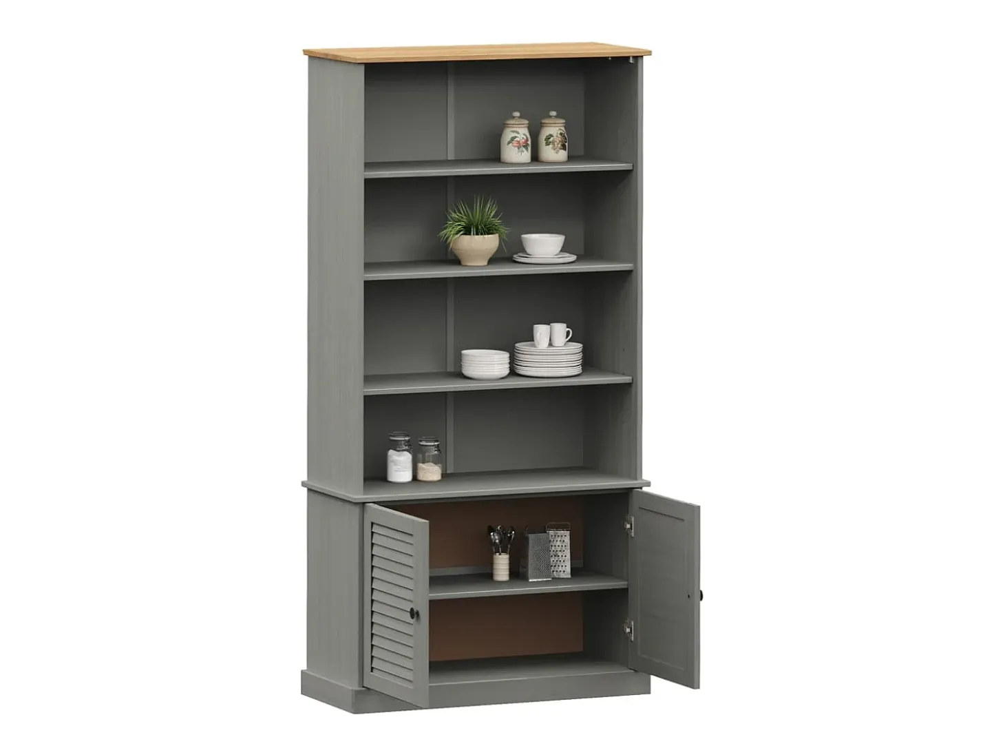 Larindor Librería VIGO madera maciza de pino gris 85x35x170 cm