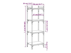 Lars Librería 4 estantes madera ingeniería roble ahumado 40x30x120cm