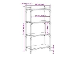 Lars Librería 4 estantes madera ingeniería gris Sonoma 60x30x120 cm