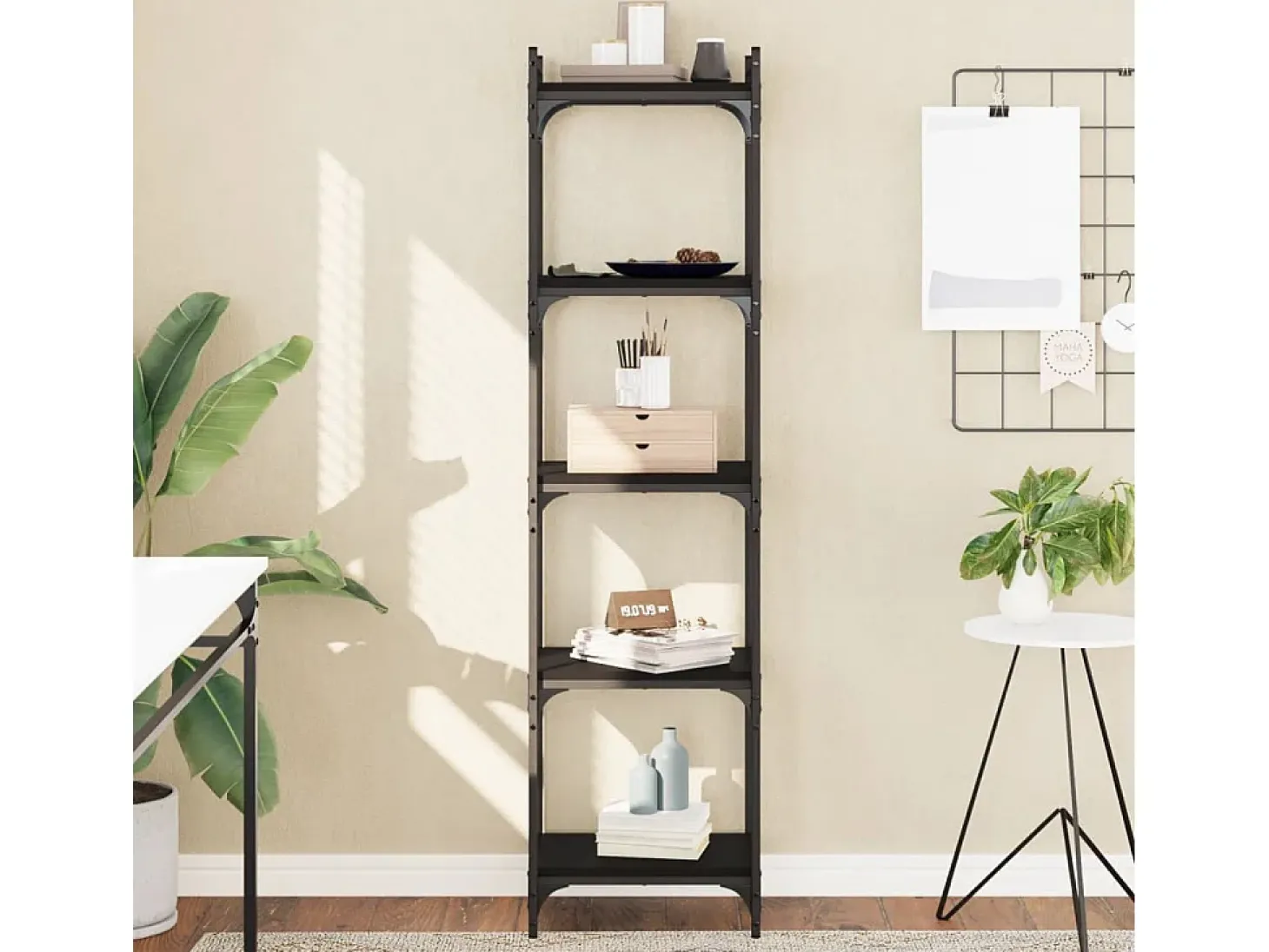 Lars Librería de 5 estantes madera de ingeniería negro 40x30x154 cm