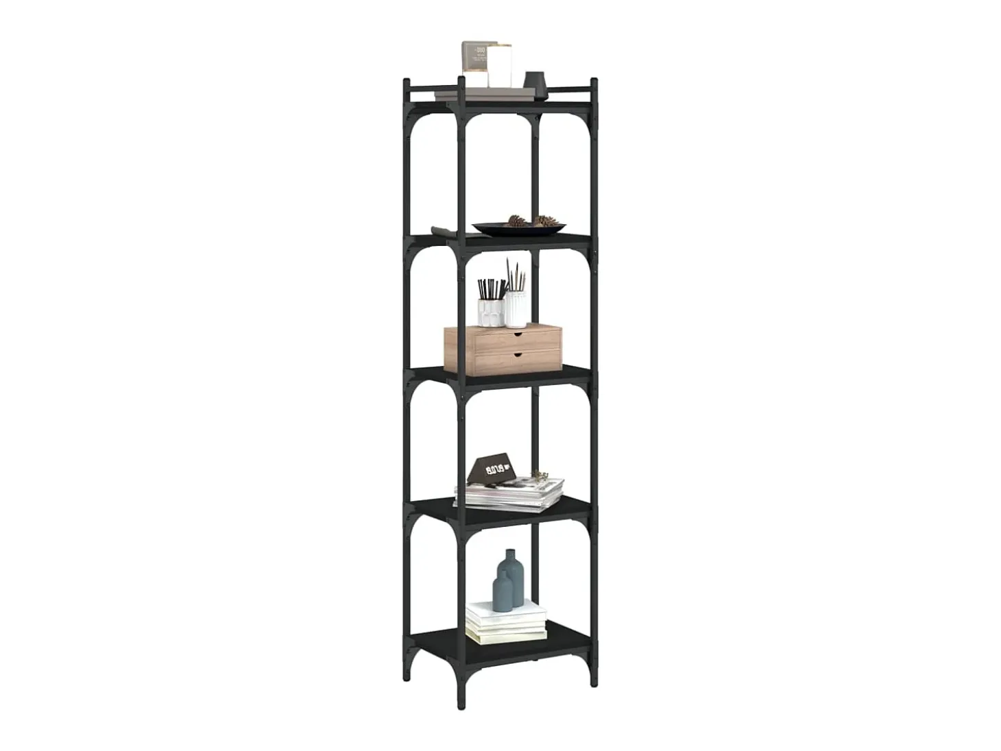 Lars Librería de 5 estantes madera de ingeniería negro 40x30x154 cm
