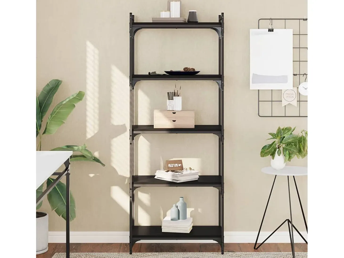 Lars Librería de 5 estantes madera de ingeniería negro 60x30x154 cm