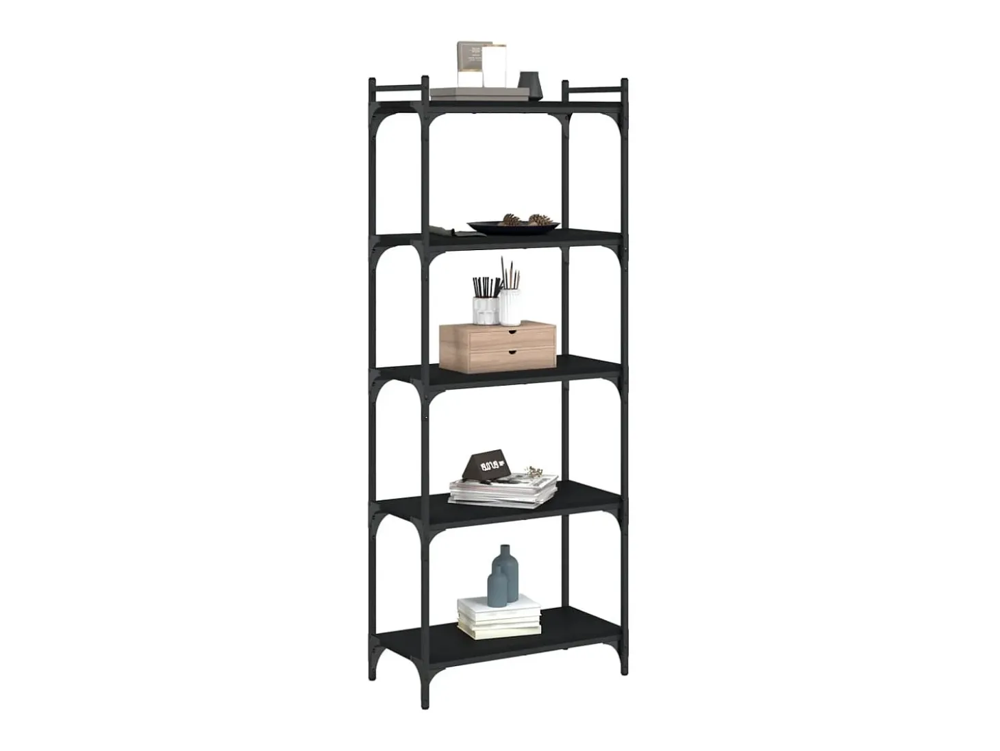 Lars Librería de 5 estantes madera de ingeniería negro 60x30x154 cm