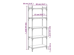 Lars Librería de 5 estantes madera de ingeniería negro 60x30x154 cm