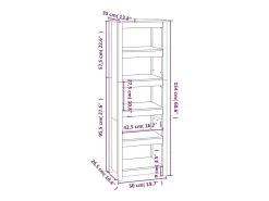 Laurens Estantería madera maciza de pino gris 50x35x154 cm