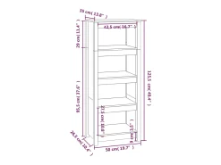 Laurens Estantería madera maciza de pino marrón miel 50 x 35 x 125,5 cm