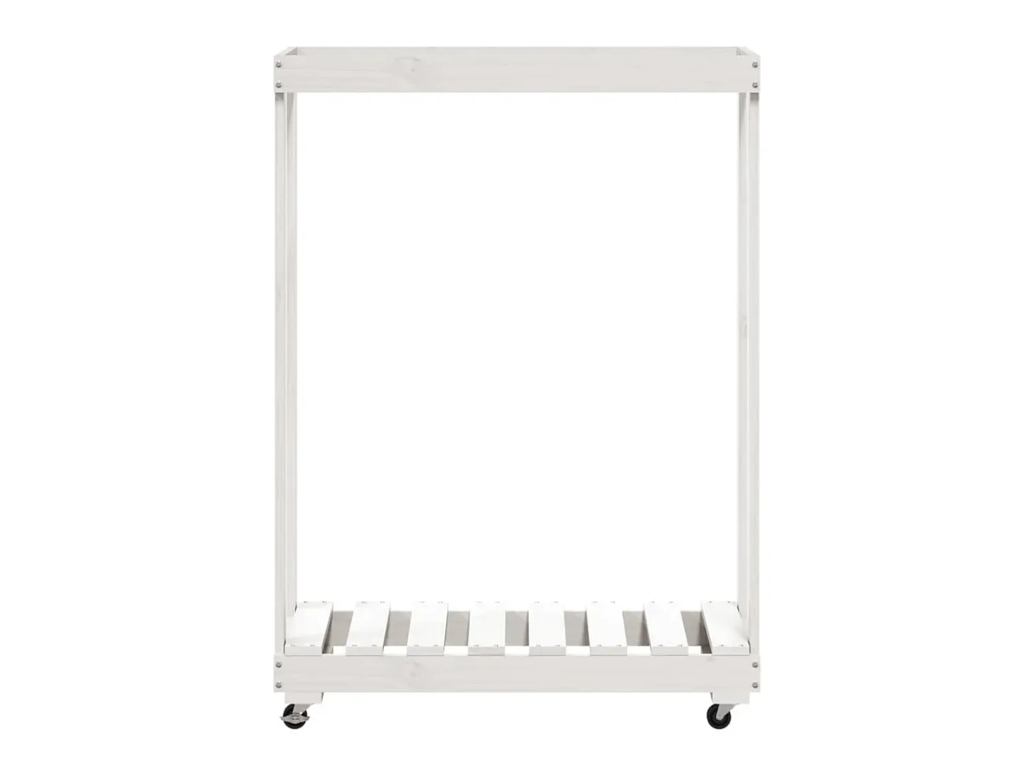 Leñero con ruedas madera maciza de pino blanco 76,5x40x108 cm ES219550
