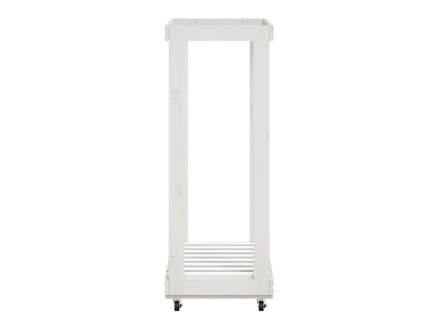 Leñero con ruedas madera maciza de pino blanco 76,5x40x108 cm ES219550