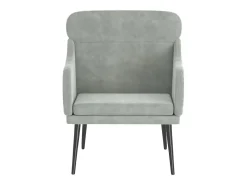 Leon Scott Sillón de terciopelo gris claro 63x76x80 cm
