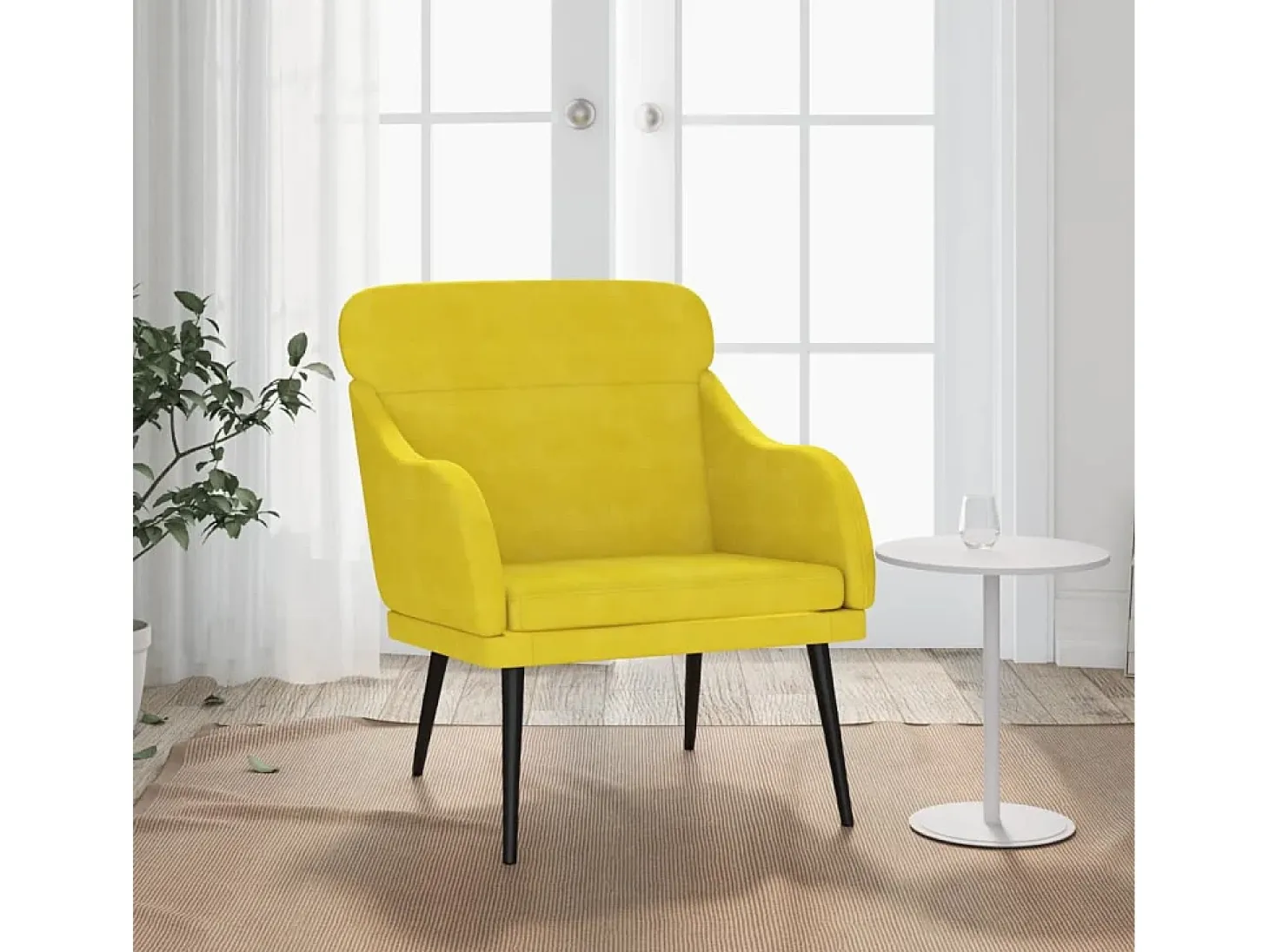 Leon Scott Sillón de terciopelo amarillo 63x76x80 cm