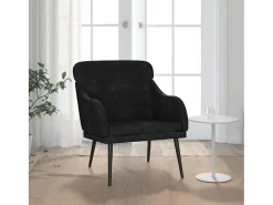 Leon Scott Sillón de terciopelo negro 63x76x80 cm