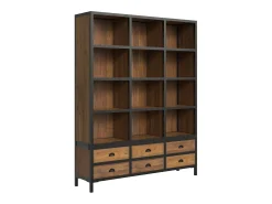 Librería 6 cajones 12 nichos en metal y madera de cedro - Shelby