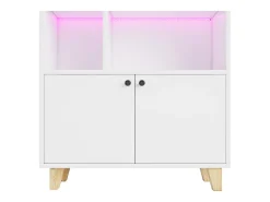 Librería 80×30×173 cm - iluminación LED de cambio de color - 2 puertas - compartimentos de almacenamiento - blanco