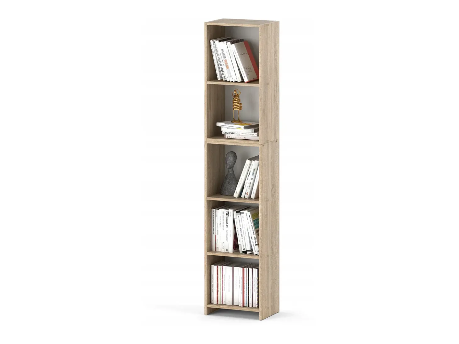 Librería - Estantería multifunción Roble Sonoma 5 niveles 40X30x189cm - Para libros, juguetes y accesorios de oficina