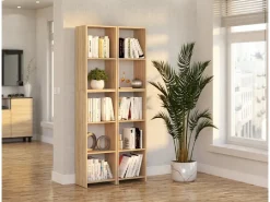 Librería - Estantería multifunción Roble Sonoma 5 niveles 40X30x189cm - Para libros, juguetes y accesorios de oficina