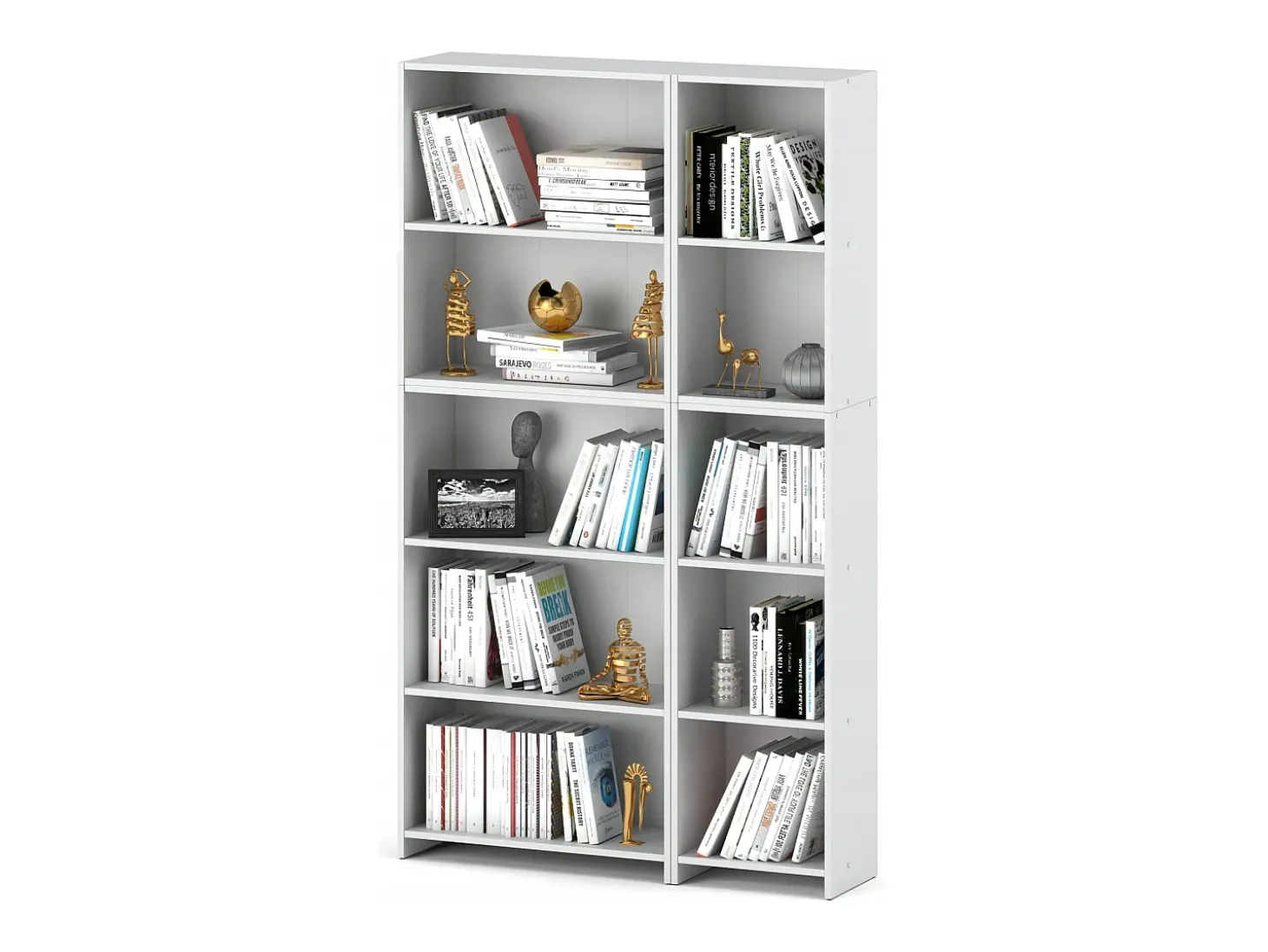 Librería - Estantería multifunción blanca 5 niveles 10 estantes 110X30x189cm - Para libros, juguetes y accesorios de oficina