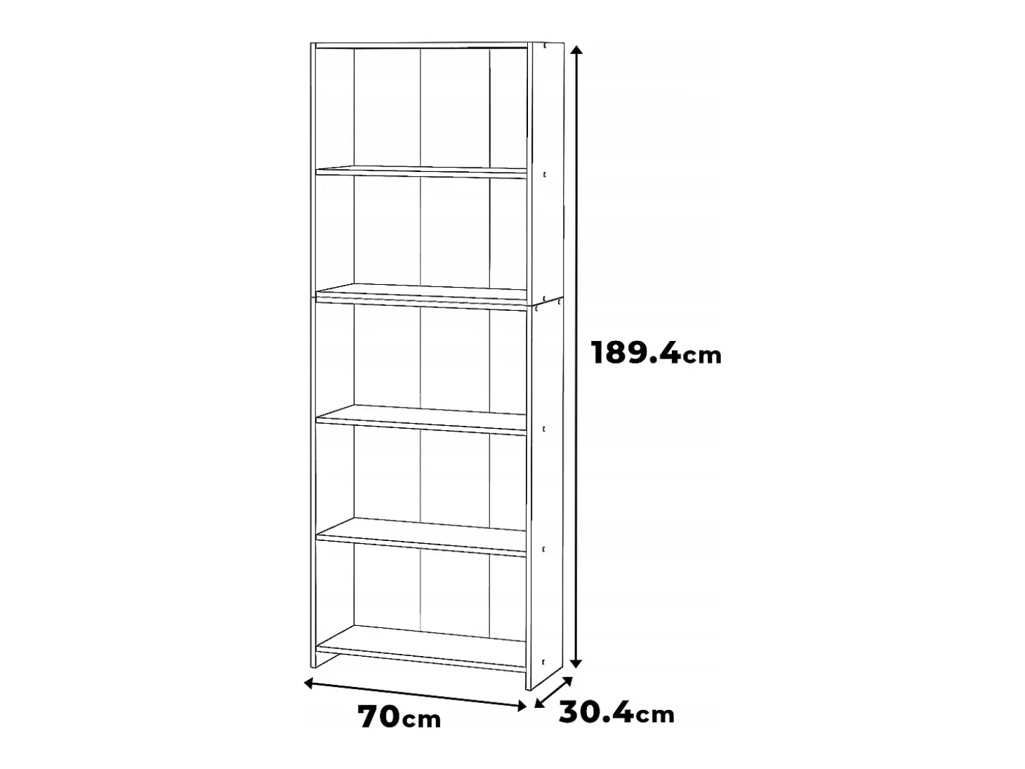 Librería - Estantería multifunción blanca 5 niveles 70X30x189cm - Para libros, juguetes y accesorios de oficina