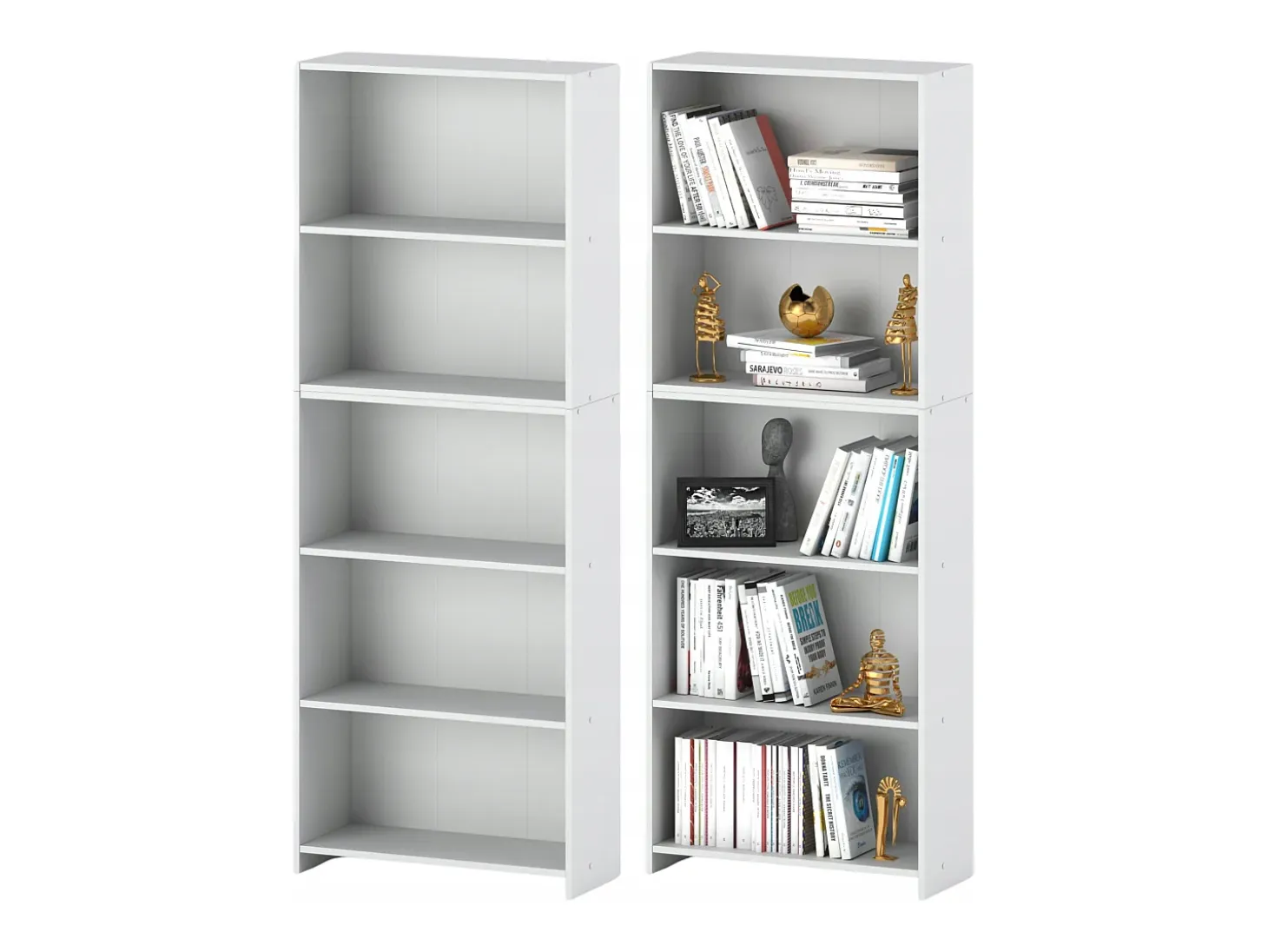 Librería - Estantería multifunción blanca 5 niveles 70X30x189cm - Para libros, juguetes y accesorios de oficina