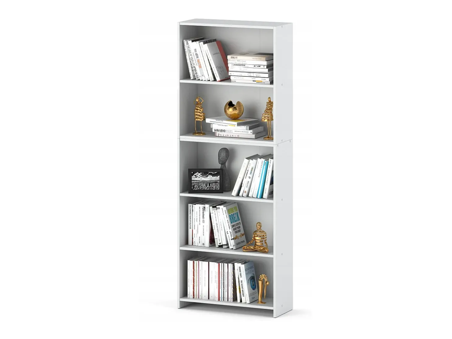 Librería - Estantería multifunción blanca 5 niveles 70X30x189cm - Para libros, juguetes y accesorios de oficina